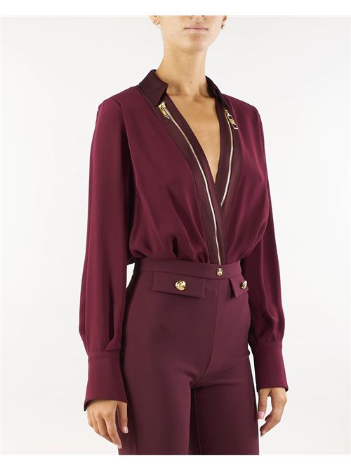 Body shirt in georgette and satin with zip Elisabetta Franchi ELISABETTA FRANCHI | Shirt | CB00346E2CG3